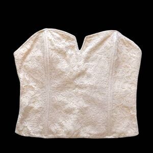 Anthropologie Porridge Lace Corset Top Cream Sz XL Strapless Bustier Tube Top